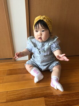 「9ヶ月」｜「アイテム（帽子）」を使った、hanamaruさん（キッズ・60cm）の春コーディネート