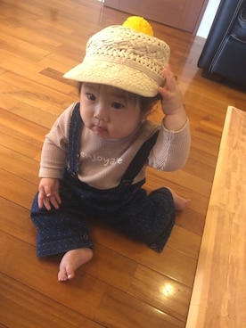 「LACOSTE（ラコステ）のアイテム（オールインワン・サロペット）」を使った、hanamaruさん（キッズ・60cm）の春コーディネート