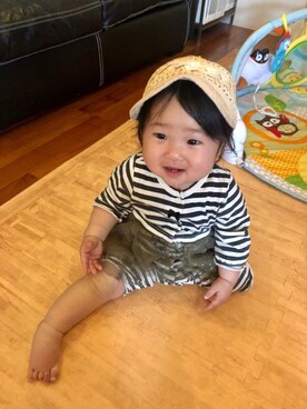 「BeBe（ベベ）のアイテム（オールインワン・サロペット）」を使った、hanamaruさん（キッズ・60cm）の春コーディネート