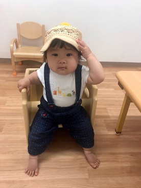 「LACOSTE（ラコステ）のアイテム（オールインワン・サロペット）」を使った、hanamaruさん（キッズ・70cm）の春コーディネート