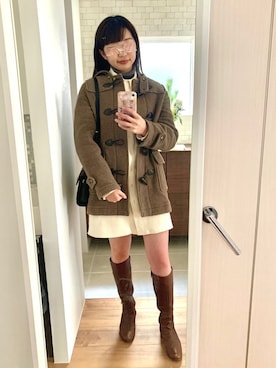 「ブラウンコーデ」｜「アイテム（ダッフルコート）」を使った、Pentas🦋さん（レディース・163cm）の冬コーディネート