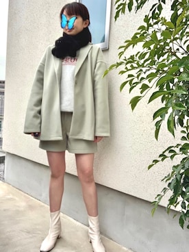「ピスタチオ」｜「アイテム（スウェット）」を使った、Pentas🦋さん（レディース・163cm）の冬コーディネート