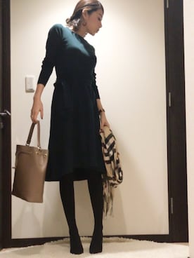 「PLST（プラステ）のアイテム（セットアップ）」を使った、RUIさん（レディース・165cm）の冬コーディネート