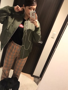 「ストリートカジュアル」｜「アイテム（MA-1）」を使った、RUIさん（レディース・165cm）の冬コーディネート