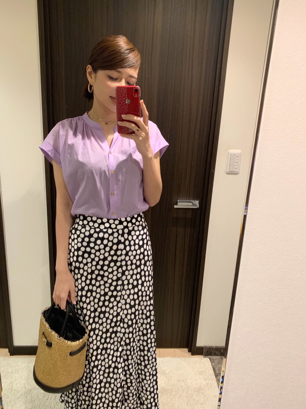 「perkyroom、perky_room、NOLLEY'S、ノーリーズ、春コーデ、はるコーデ、オトナ女子、オトナガーリー、ZARA、ザラジョ」｜「NOLLEY’Sのボイルメタル釦ブラウス（シャツ/ブラウス、パープル系）」を使った、RUIさん（レディース・165cm）の春コーディネートの1枚目の写真