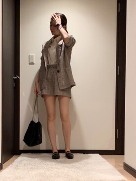 「グレンチェック」｜「アイテム（セットアップ）」を使った、RUIさん（レディース・165cm）の秋コーディネート