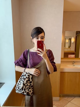 「Aunt Marie's（アントマリーズ）のWEARISTA YUKI × AUNT MARIE'S ミニ裏毛ボリュームスリーブTOPS（Tシャツ/カットソー）」を使った、RUIさん（レディース・165cm）の秋コーディネート