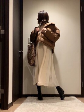 「Aunt Marie's（アントマリーズ）のAUNT MARIE'S バックプリーツフーディーワンピース（ワンピース）」を使った、RUIさん（レディース・165cm）の冬コーディネート
