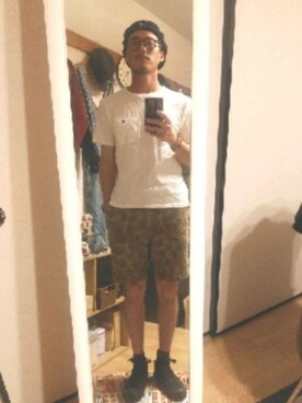 「ポケットＴシャツ」｜「アイテム（ハンチング/ベレー帽）」を使った、Ken.styleさん（メンズ・170cm）の夏コーディネート