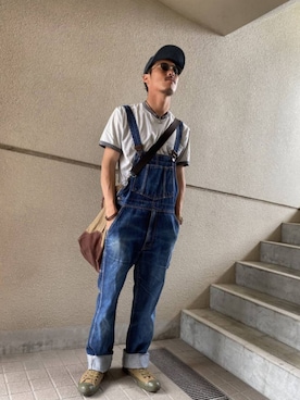 「BOBSON（ボブソン）のアイテム（オールインワン・サロペット）」を使った、Ken.styleさん（メンズ・170cm）の秋コーディネート