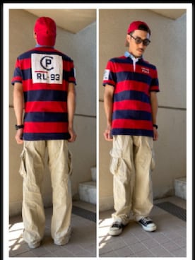 ポロシャツを使った 赤コーデ のメンズ人気ファッションコーディネート Wear