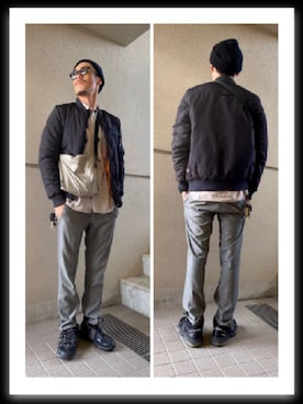 「coen」｜「アイテム（MA-1）」を使った、Ken.styleさん（メンズ・170cm）の秋コーディネート