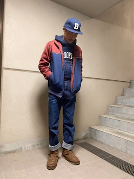 「BOBSON（ボブソン）のアイテム（オールインワン・サロペット）」を使った、Ken.styleさん（メンズ・170cm）の冬コーディネート