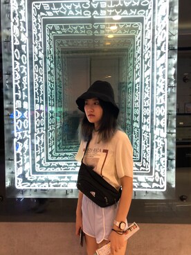 「bristonのアイテム（アナログ腕時計、ピンク系）」を使った、deeaanさん（レディース）の夏コーディネート