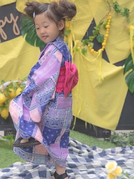 「BREEZE（ブリーズ）のアイテム（浴衣）」を使った、babyriyさん（キッズ・110cm）の夏コーディネート
