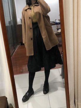 「PULL&BEAR（プルアンドベア）のアイテム（ローファー）」を使った、蜜轟さん（レディース・165cm）の冬コーディネート