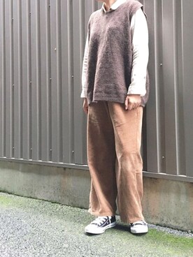 「rps（アールピーエス）のアイテム（ベスト）」を使った、maruさん（レディース・158cm）の秋コーディネート