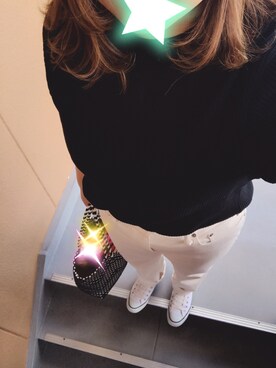 「UNIQLO（ユニクロ）のワッフルクルーネックT（5分袖）（Tシャツ/カットソー）」を使った、OHMAさん（レディース・162cm）の夏コーディネート