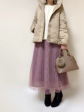 「ハニーズ」｜「アイテム（ブルゾン）」を使った、さにぃ。さん（レディース・153cm）の冬コーディネート