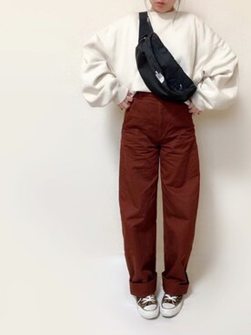 「スーパーオーバーサイズスウェット」｜さにぃ。さん（レディース・153cm）の冬コーディネート