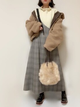 「ZOZOでしか買えない」｜「アイテム（ブルゾン）」を使った、さにぃ。さん（レディース・153cm）の冬コーディネート