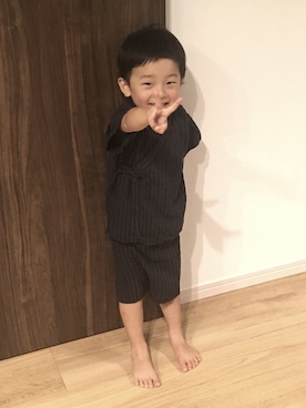 「赤ちゃん本舗（アカチャンホンポ）のアイテム（その他、ブラック系）」を使った、HARUMAさん（キッズ）の夏コーディネート