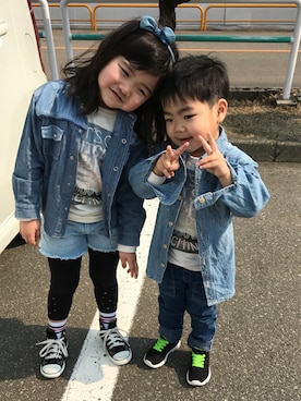 「H&M（エイチ・アンド・エム）のアイテム（シューズ）」を使った、Mahoさん（キッズ・110cm）の春コーディネート