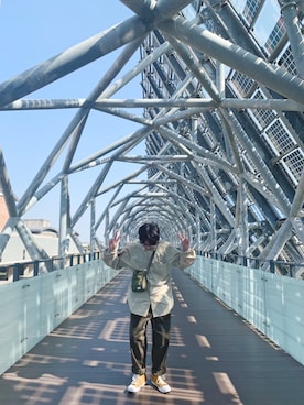 「plain-me（プレインミー）のアイテム（ショルダーバッグ）」を使った、xoxodaily423さん（メンズ・170cm）の冬コーディネート
