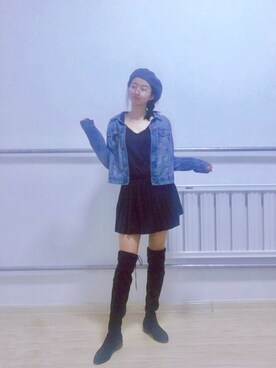 「blue」｜「アイテム（デニムジャケット）」を使った、躁动的灵魂Railyさん（レディース・171cm）の春コーディネート