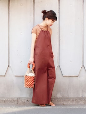 「Curensology（カレンソロジー）のアイテム（サロペット/オーバーオール）」を使った、katakoさん（レディース・159cm）の春コーディネート