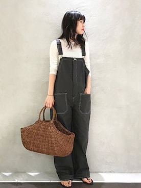 「Curensology（カレンソロジー）のアイテム（サロペット/オーバーオール）」を使った、katakoさん（レディース・159cm）の夏コーディネート