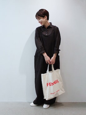 「Curensology（カレンソロジー）のアイテム（サロペット/オーバーオール）」を使った、katakoさん（レディース・159cm）の秋コーディネート