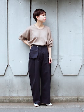 「Curensology（カレンソロジー）のアイテム（ニット/セーター）」を使った、katakoさん（レディース・159cm）の秋コーディネート