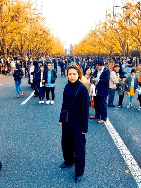 「イチョウ並木」｜「アイテム（パンツ）」を使った、ちゃかまんさん（レディース・172cm）の冬コーディネート