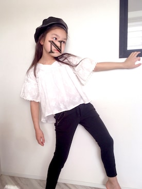 「GU（ジーユー）のアイテム（ハンチング/ベレー帽）」を使った、naーtan♡さん（キッズ・120cm）の春コーディネート