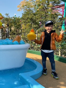 「アイテム（マウンテンパーカー）」を使った、yuuu◡̈⋆さん（キッズ・120cm）の秋コーディネート