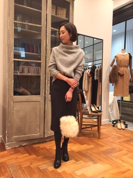 「Banner Barrett（バナーバレット）のアイテム（ブーツ）」を使った、とよぴさん（レディース・165cm）の秋コーディネート