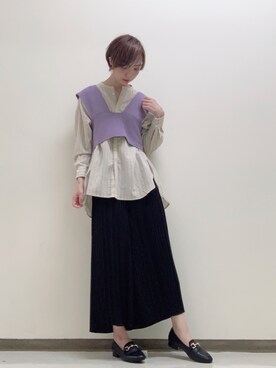 「earth music&ecology（アースミュージックアンドエコロジー）のORiental TRaffic ビットローファー●＊（ローファー）」を使った、ogaさん（レディース・164cm）の秋コーディネート