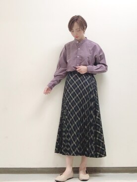 「アコーディオンプリーツ」｜「アイテム（スカート）」を使った、ogaさん（レディース・164cm）の秋コーディネート