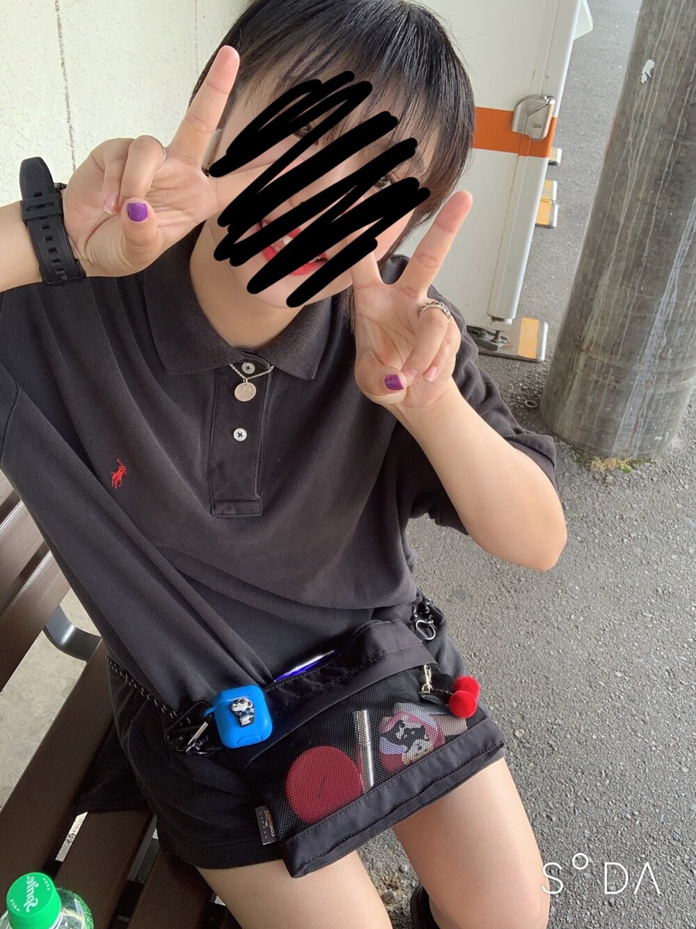 「カジュアル、ラクチンコーデ、おしゃれさんと繋がりたい、いいね、save、フォローお願いします🤑、ラルフローレン、ポロシャツ、古着、休日スタイル、オーバーサイズ、GU」｜「POLO RALPH LAURENのアイテム（ポロシャツ、ブラック系）」を使った、라이(22)さん（レディース・153cm）の夏コーディネートの1枚目の写真