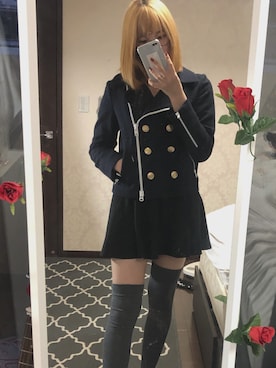 「アイテム（ピーコート）」を使った、ゐらみさん（レディース・165cm・10代）の春コーディネート