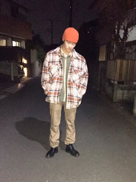 「ドラフトリーバイス」｜「アイテム（ニットキャップ/ビーニー）」を使った、Emanon(エマノン)ミュージシャンさん（メンズ・167cm）の冬コーディネート