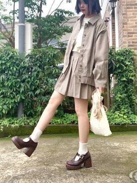 「セットアップコーデ」｜「アイテム（ブルゾン）」を使った、ちくわさん（レディース・162cm）の春コーディネート