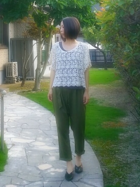 「カーキパンツ」｜yucco.さん（レディース・155cm）の夏コーディネート