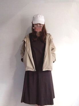 「GUコーデ」｜「アイテム（マウンテンパーカー）」を使った、つちやﾁｬﾝさん（レディース・152cm）の春コーディネート