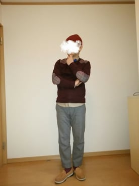 「しまむら（シマムラ）のアイテム（ニットキャップ/ビーニー）」を使った、よっさんさん（メンズ・168cm）の冬コーディネート
