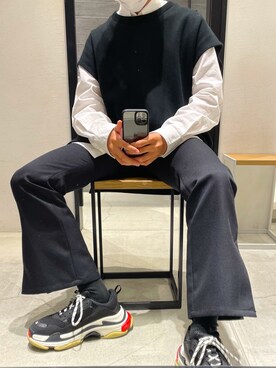 Mitsuさんの「Balenciaga Triple S Mesh & Leather Trainer Sneaker, Noir」を使ったコーディネート