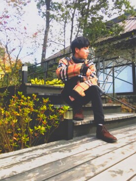 「アイテム（その他トップス、ブラウン系）」を使った、きみさんさん（メンズ・172cm）の冬コーディネート