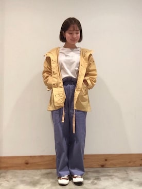 「機能性素材」｜「アイテム（マウンテンパーカー）」を使った、coen KARENさん（レディース・157cm）の春コーディネート