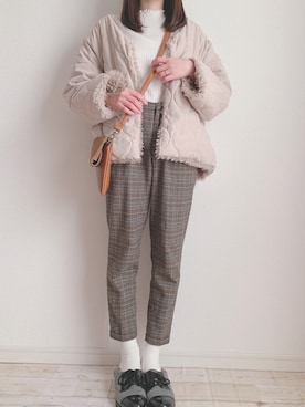 「リブT」｜「アイテム（ブルゾン）」を使った、m i i k i🧸さん（レディース・156cm）の冬コーディネート